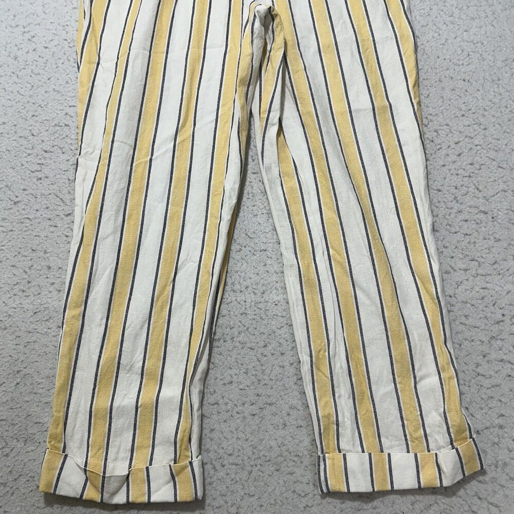 Top Shop Women's 8 Summer Striped Yellow White High Waisted Trouser Pants Linen - Picture 8 of 12